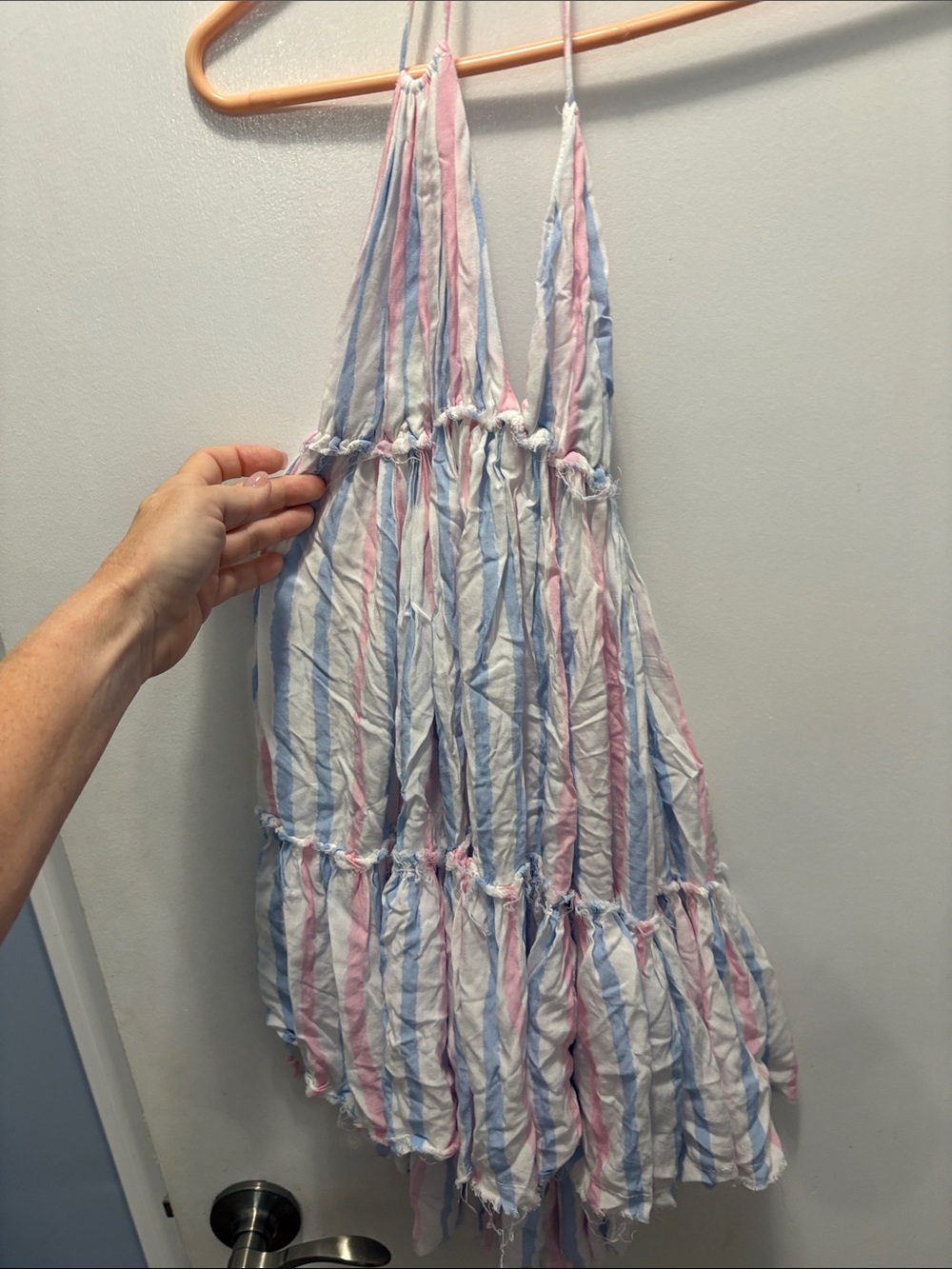Pink Lily Striped Pastel Sleeveless top - Blue & Pink size xs